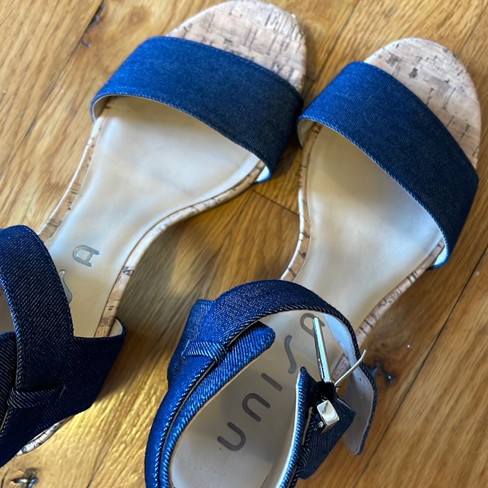 Unisa Denim and Wood Small Heels